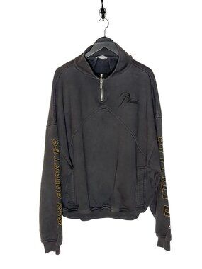 Rhude Charcoal Quarter Zip Logo Embroidered Los Angeles Lakers Sweatshirt